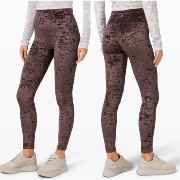 Lululemon Womens Brown Wunder High Rise Crushed Velvet Tight  4 - Picture 1 of 10